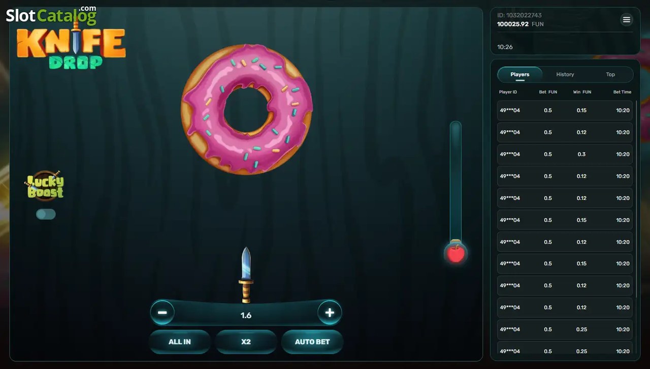Knife Drop screenshot 1 - gameplay board with active multiplier